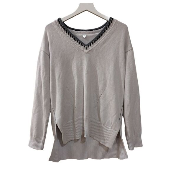 Margaret O'Leary Women's V-Neck Knit Sweater Long Tail Size L/XL Light Lavender - Picture 1 of 7